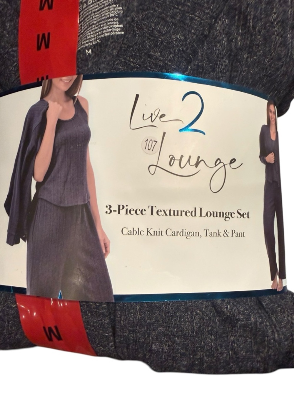 Live2Lounge 3-Piece Textured Lounge Set - Charcoal - Picture 2 of 4